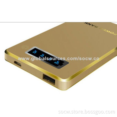 Super-thin Golden Power Bank with Capacity of 3,600mAh and Long Lifespan